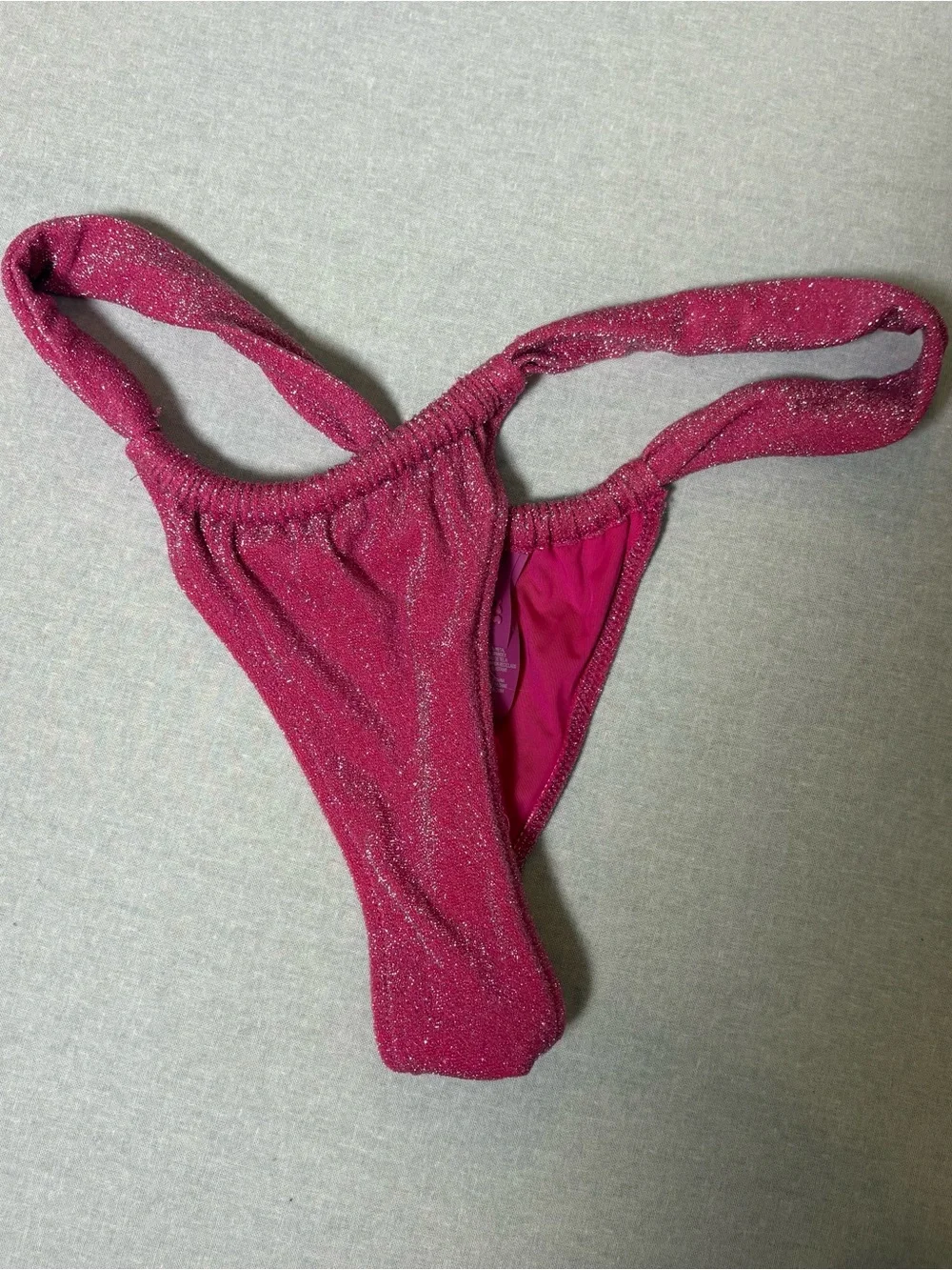 SKIMS swim Glitter Swim thong Bikini bottom Magenta size medium